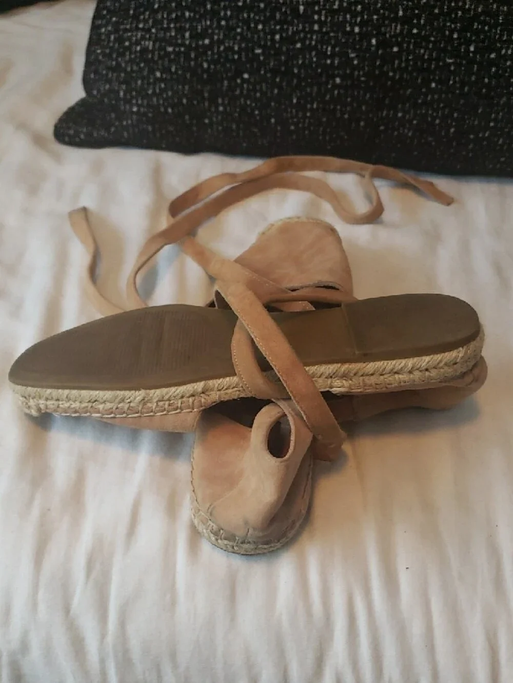 Steve Madden Tan Suede Espadrille Wrap Flats